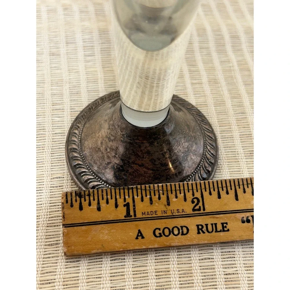 Bud Vase, Etched Glass Sterling Weighted Base Duchin Creation, Vintage